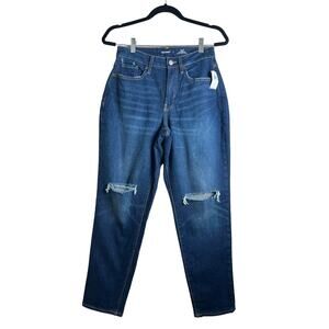 NWT Old Navy Women's High-Rise Curvy OG Straight Dark Wash Ripped Jeans 6